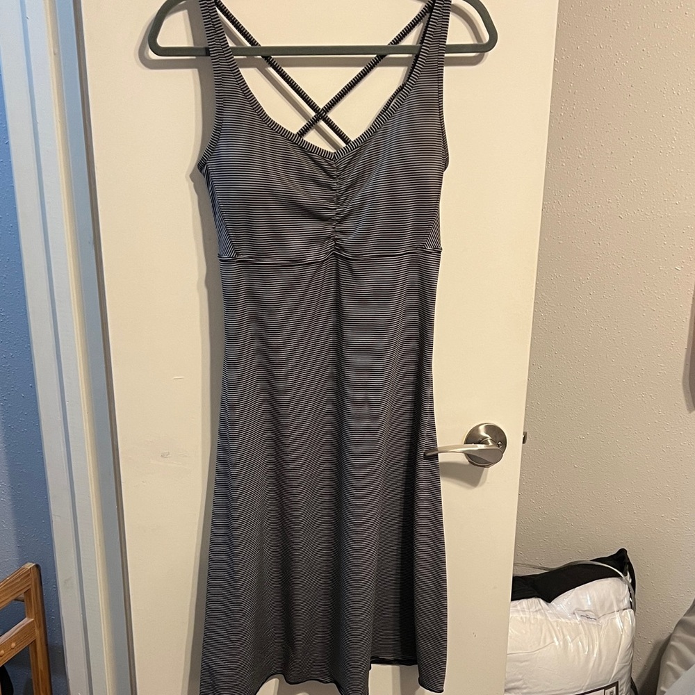 Striped Black and White Prana Sleeveless Sporty Dress